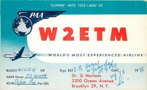 Pan American Airways Clipper Fleet Aviation Advertising QSL Postcard New York