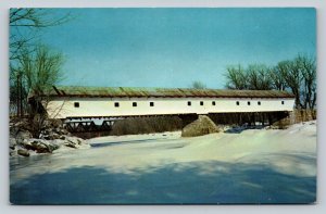 White Mountains New Hampshire Smith Covered Bridge Vintage Postcard 0077