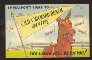 OLD ORCHARD BEACH MAINE DONKEY YELLOW PENNANT VINTAGE COMIC POSTCARD