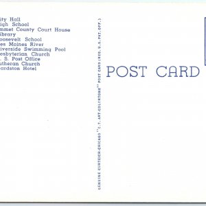 c1940s Estherville IA Greetings Linen Curteich Postcard For t Defiance Park A114