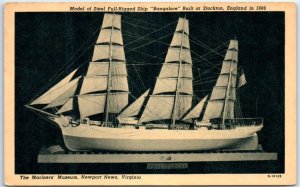 Postcard - Model of Steel Full-Rigged Ship Bangalore, The Mariner's Museum, VA