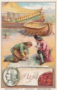 Peter The Great Printed Signed Bendorps Cocoa Postcard Old Antique Trade Card