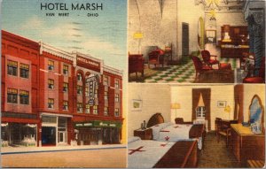 Linen Postcard Hotel Marsh in Van Wert, Ohio~137824