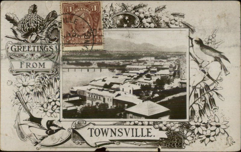 Townsville Australia Birdseye View c1910 Real Photo Postcard #1