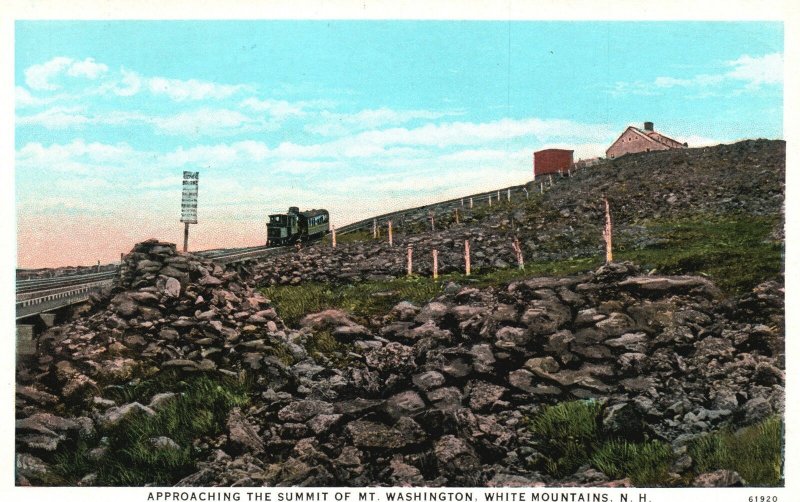 Vintage Postcard 1920's Approaching Summit of Mt. Washington White Mountains NH