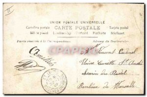 Postcard Old Woman Harp