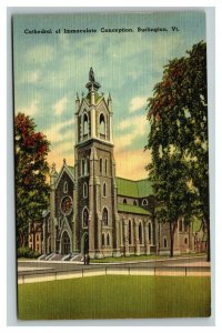 Vintage 1940's Postcard Cathedral of Immaculate Conception Burlington Vermont