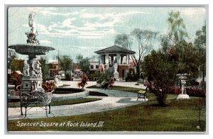 Postcard IL Spencer Square Rock Island ILL Illinois