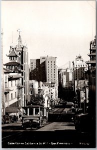 Cable Car on California St. Hill San Francisco CA Mainroad RPPC Photo Postcard