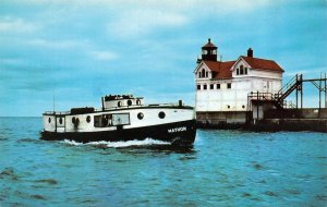 Waukegan, IL Illinois  MATHON'S RESTAURANT FISHING BOAT~Light House  Postcard