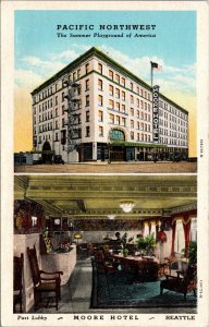 Linen Postcard Moore Hotel in Seattle, Washington~136504 