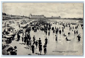 1909 Beach Scene During The Bathing Hour At Atlantic City New Jersey NJ Postcard 