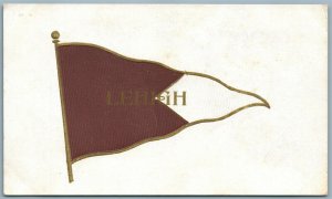 LEHIGH UNIVERSITY FLAG PENNANT ANTIQUE UNDIVIDED EMBOSSED POSTCARD BETHLEHEM PA