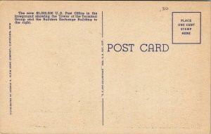 New US Post Office Terminal Tower Cleveland Ohio OH Vintage Postcard Linen UNP 