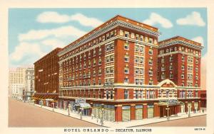 Decatur Illinois IL 1920-30s Postcard Hotel Orlando