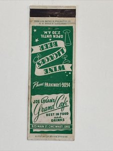 Vtg MATCHBOOK COVER Joe Logan’s Grand Café, Cincinnati, Ohio