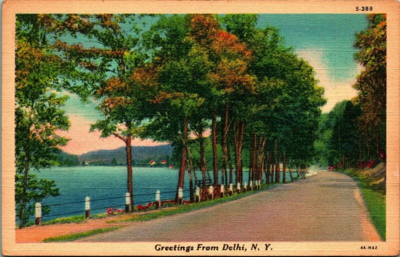 Generic Greetings From Delhi NY New Yok Linen Postcard