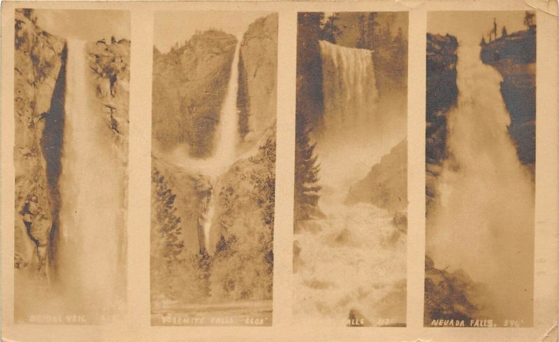 Yosemite National Park 1925 RPPC Real Photo Postcard Bridal Veil Nevada Falls