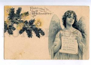 202840 Winged ANGEL Singer Vintage X-MAS Christmas postcard
