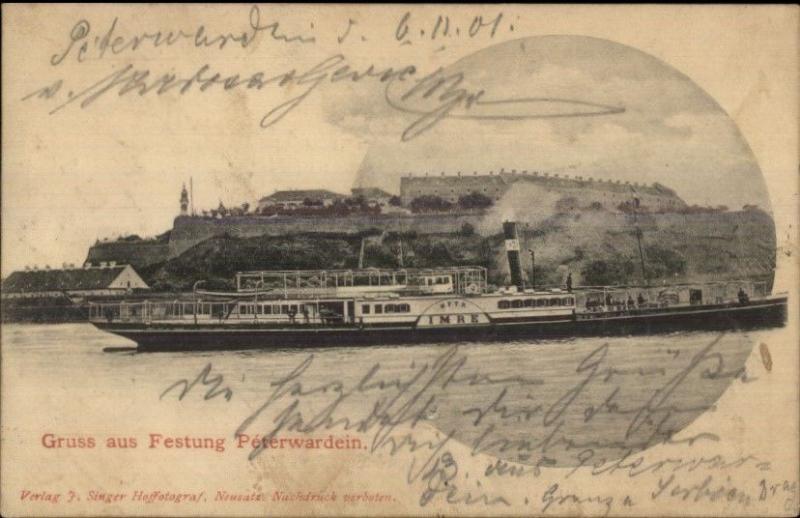 Steamship Steamer - Gruss Aus Festung Peterwardein Germany c1900 PC