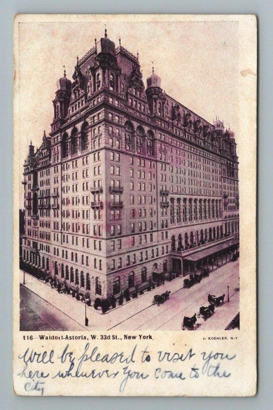 1900s Waldorf Astoria West 33rd Street New York City NYC Postcard ...