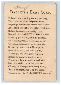 1880s Babbitt's Baby Soap Father & Adorable Baby In Crate Sled Snow P224