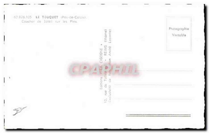 Modern Postcard Le Touquet Sunset over the Pins