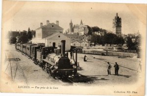 CPA AK LOCHES - Vue prise de la Gare avec locomotive (211044)