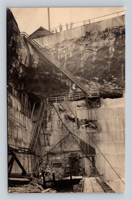 RPPC West Rutland VT Stairs Marble Quarry Vermont Real Photo Postcard
