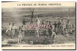 Old Postcard Militaria Morocco M & # 39Coun Construction & # 39un well by the...