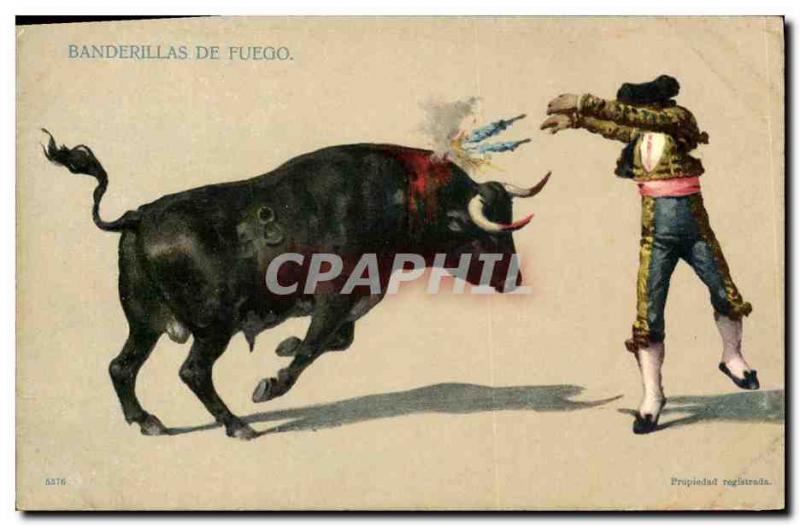 Vintage Postcard Bullfight Bullfight Banderillas de FuegoÂ 