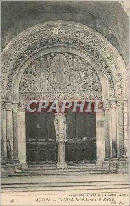 Old Postcard Autun Cathedrale Saint Lazare Portal