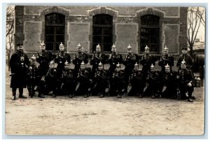 1914 German Army Soldiers Uniform Rifles Guns Neumunster Germany RPPC Postcard