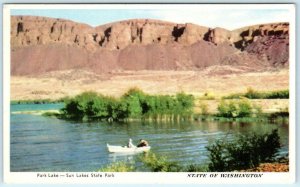 PARK LAKE at SUN LAKES STATE PARK, Washington WA  Grant County  Postcard