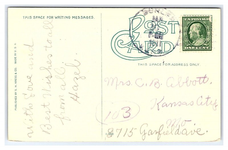 Postcard Post Office Hutchinson Kansas c1911 Postcard