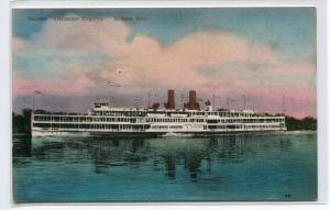 Steamer Alexander Hamilton Hudson River New York hand colored postcard