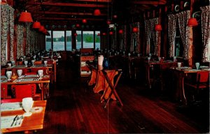Vtg North Edgecomb Maine ME Dodge Inn Restaurant Dining Room Interior Postcard