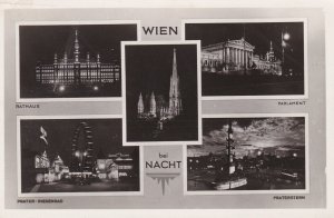 Aystria Wien Vienna bei Nacht Multi VIew Real Photo