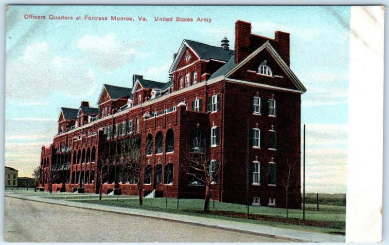 FORTRESS MONROE, Virginia VA   OFFICERS QUARTERS United States Army  Postcard