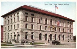 Vintage Postcard 1920's Post Office Building US Flag Phoenix Arizona Structure