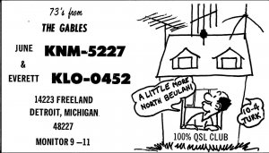 QSL Radio Card From Detroit Michigan KNM-5227 KLO-0452 