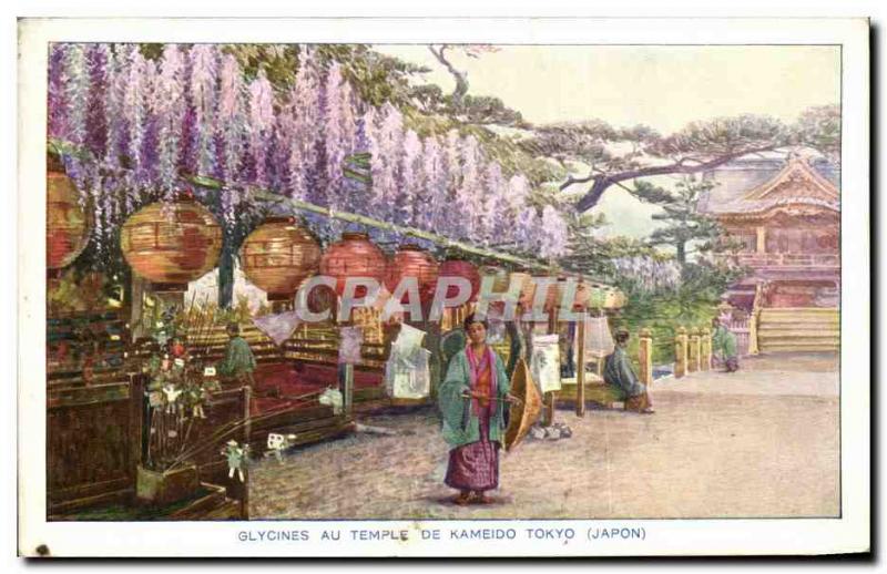 Old Postcard Wisteria At Temple In Tokyo Kameido