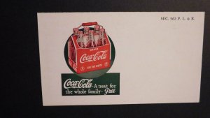 Mint Postcard Coca Cola Ad A Treat For The Whole Family Complimentary Coupon 2