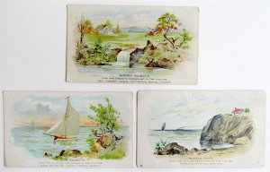 PUZZLE TRADE CARDS set of 3 ANTIQUE VICTORIAN