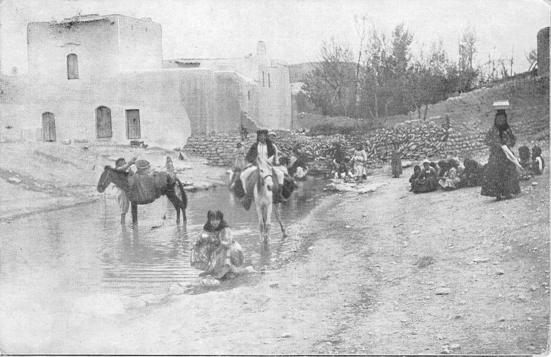 Lot283  people types folklore costume women washing clothes in the river israel