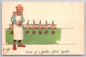 J Hassall Comic~Birds Of A Feather Flock Together~Butcher Leaves Feather Behind