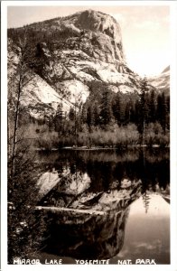 Vtg 1940s Mirror Lake Yosemite National Park California CA RPPC Unused Postcard