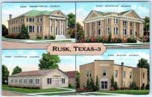 RUSK, Texas  TX   Multi View  CHURCHES  Baptist, Methodist, etc  1940s  Postcard