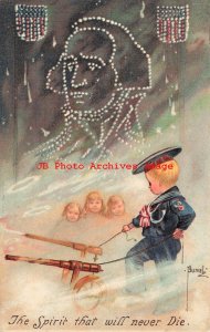 July 4th, PFB No 9507-5, Bunnell, Boy Sailor Shooting Cannons, George Washington