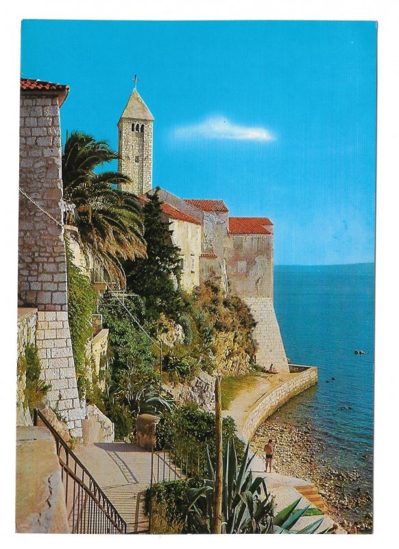 Rab Island Croatia Adriatic Sea Cliffs Old Town Vtg Vjesnik Zagreb 4X6 Postcard